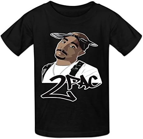 Kidsloveit Kids Boys' Tupac 2Pac Cotton Crew Neck T Shirts S Black