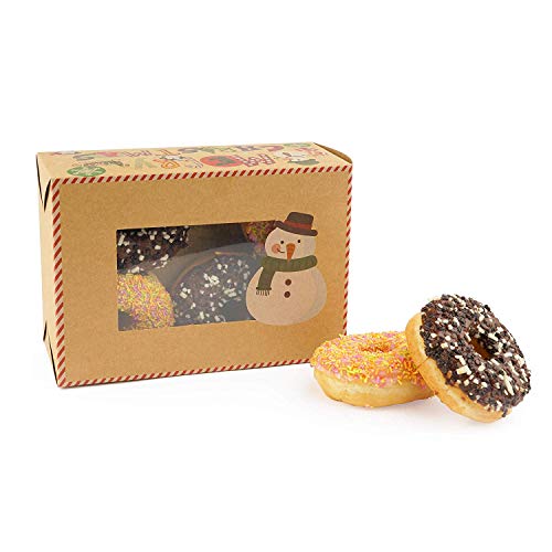 20 Piece Donut Treat-To-Go Gift Christmas Boxes, Holds Christmas Donuts, Treats and Gifts, Perfect for Holiday Gift Giving