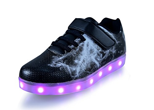 Black galaxy printing pu leather light up walking shoes…
