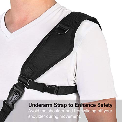 waka Camera Neck Strap with Quick Release, Safety Tether and Underarm Strap, Adjustable Camera Shoulder Sling Strap for Nikon Canon Sony Fuji DSLR Camera, Black - Thumbnail 2