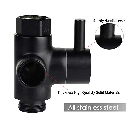 Stainless Steel Shower Arm Diverter Valve for Hand Held Showerhead and Fixed Spray Head,G 1/2 3-Way Bathroom Universal Shower System Replacement Part(Matte Black)