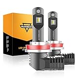 Auxbeam H8/H9/H11 Led Headlight Bulb P10 Series Super Bright Led Headlight Conversion Kits Upgraded Mini Size Led Headlight/Fog Light Halogen Replacement 6000K Xenon White