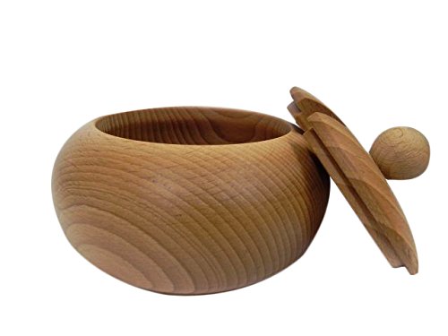 Wooden World - Large Wooden Sugar Bowl with lid Diameter 14 cm + Wooden Small Spoon