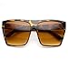 zeroUV Large Oversized Retro Fashion Square Flat Top Sunglasses (Tortoise)