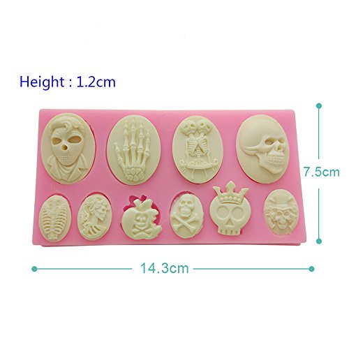 Dsmile 10 Pieces Funny Skulls Silicone Pendant with 100 PCS Screw Eye Jewelry Casting Molds Silicone for DIY Jewelry Craft Making