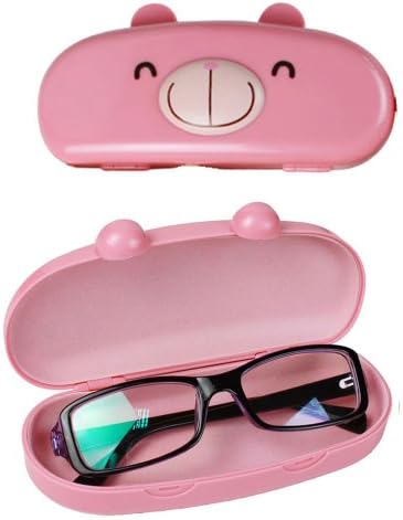 Kids (Fits All Ages) Hard Shell Cartoon Animal Face Eyeglass Case For Boys and Girls, Bonus Microfiber Cloth by JAVOedge