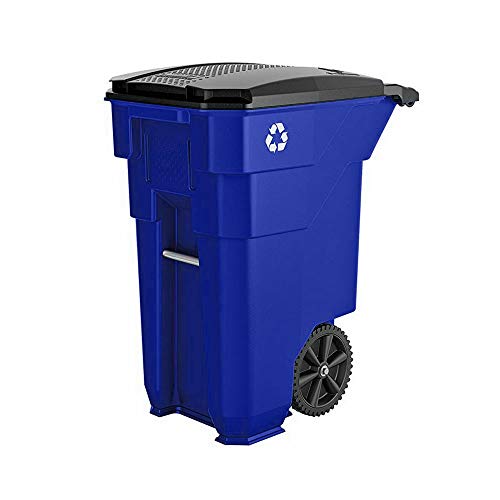 Rollout Trash Can Outdoor Heavy Duty Waste Bin 190 Liters Garbage Container Attached Lid & Rugged Wheels Wheatherproof Sturdy Easy Maneuverability Garage Garden Recycling Management eBook by BADA shop