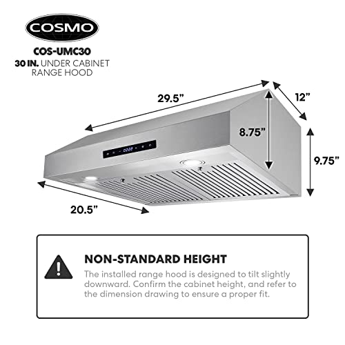 COSMO UMC30 30 in. Ducted Under Stainless Steel Range Hood with
