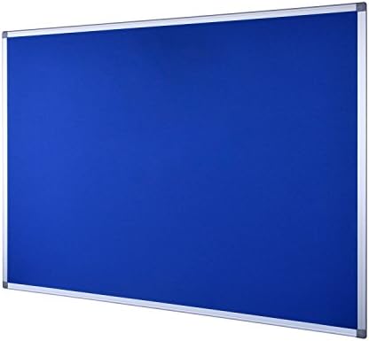 EFIRNITURE Bulletin Board Notice Board 48 x 36 Inch, Wall Mounted Aluminum Framed Blue Felt Board, 15 Push Pins, For Home School Office