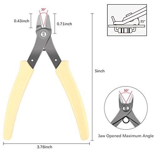 VAKOO Wire Flush Cutter 5-Inch VK-23 Micro Diagonal Cutting Pliers for Electronics and Jewelry Marking- Yellow