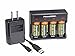 Power2000 CR-123A4 4-Pack Rechargeable CR-123A LiFePO4 Battery & Charger Kit with USB Adapter