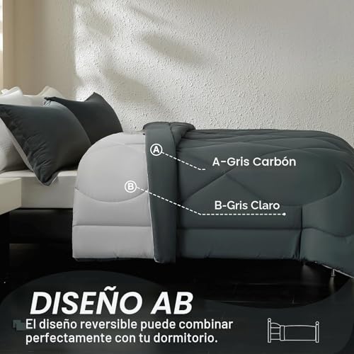 beeweed Duvet Filling 240 x 260 cm for 180 cm Bed, Reversible Fibre Duvet Oeko-Tex Fibre, 300 g/m² in 100% Soft Microfibre, with 2 Pillow Cases