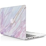 iDOO Matte Rubber Coated Soft Touch Plastic Hard Case for MacBook Pro 15 inch Retina without CD Drive Model A1398 -Pink Marble