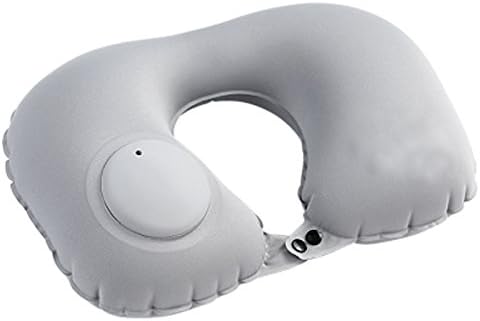 LXEYE Travel Neck Pillow U Shaped Self-Inflating Foldable Head, Neck & Chin Support New Airplane Travel Pillows with Inflatable Air Pump (Gray)