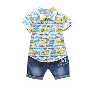 95sCloud baby jongens peuters baby jongen peuters jongen korte mouwen auto druk zomer kleding T-shirt + korte broek…