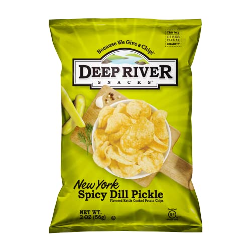 Deep River Snacks New York Spicy Dill Pickle Kosher & Gluten Free Potato Chips, 2 Oz (24 Pack)