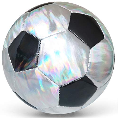 PP PICADOR Youth Kids Soccer Ball, Sparkling Classic Soccer Balls with Pump for Girls Boys Student Children Gift Training School Indoor Size 4 (White 1) - Thumbnail 3
