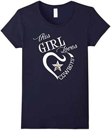 Womens Girl Loves Cowboys Jersey T-Shirt Tee Shirt Gift XL Navy