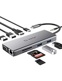 Concentrador USB C, Concentrador tipo C, Adaptador TOTU 11 en 1 con Ethernet, USB 4K C a HDMI, VGA, 2 USB 3.0 2 USB 2.0, Lector de tarjetas Micro SD   TF, Mic   Audio, USB C Pd 3.0, compatible con Mac Pro y otras computadoras portátiles de tipo C