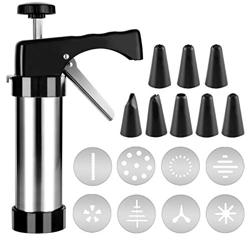 Cookie Press Gun Kit by Shule, Buscuit Maker Machine for Christmas 8 Discs and 8 Icing Tips,Black - Thumbnail 7
