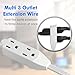 Maximm Cable 6 Ft 360° Rotating Flat Plug Extension Cord/Wire, 16 AWG Multi 3 Outlet Extension Wire, 3 Prong Grounded Wire - White - UL Certified