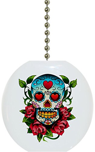 Roses Skull Solid Ceramic Fan Pull