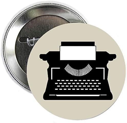 Retro Typewriter Button Brooch Badge 2.25"