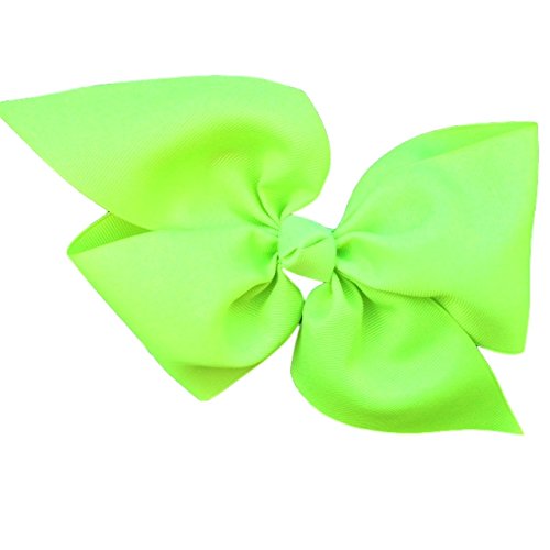 Victory Bows Large Neon Lime Green Loop Hair Bow made with 3" Grosgrain Ribbon- The April-Made in USA French Clip