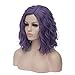 Mildiso Purple Wig Short Wavy Curly Hair Wigs For Women Pastel Colored Cosplay Party Wig with Cap M056PR