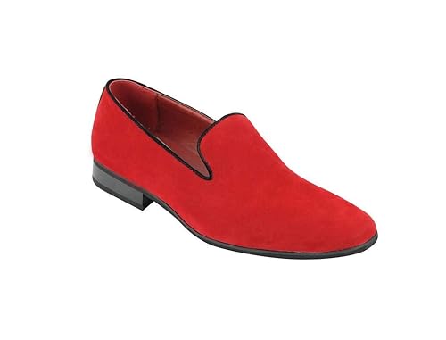 red suede casual slip on