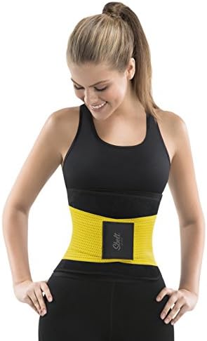 Sbelt Thermal Waist Trainer Slimming Belt – Women’s Slimming Body Shaper Trimmer for an Hourglass Shape (Yellow, Large/X-Large)