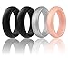 ROQ Silicone Rubber Wedding Ring for Women, Dome Solid Glitter & Metallic, Rubber Silicone Wedding Band, Anniversary Rings, Promise Ring, 5.5mm Wide 2mm Thick, 4 Pack, Black, Silver, Rose Gold, Size 8