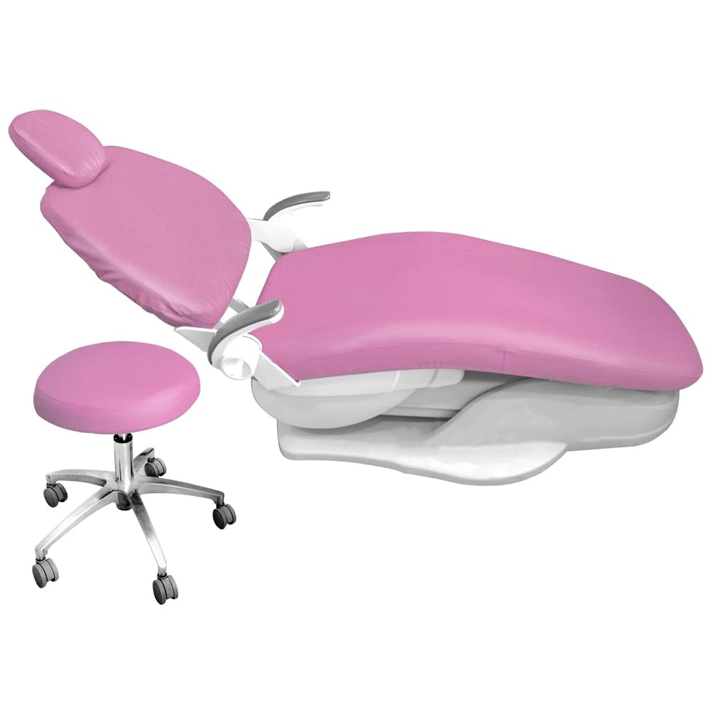 Photo 1 of FRITKSP Dental Chair Covers Leather Waterproof Protection, PU Leather 4Pcs/Set Dental Chair Seat Cover (Pink)