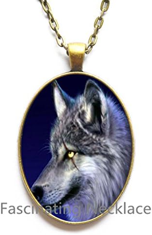 Fashion Necklace,Wild animal wolf Necklace silver photo Pendant glass cabochon Pendant chain statement Necklace choker neckless,AE0062