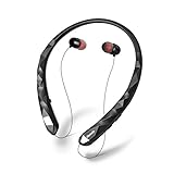 Bluenin Bluetooth Headphones Hi-Fi Stereo Neckband Wireless Headset Retractable Earbuds with Mic(16 Hours Play Time, Bluetooth 4.1, Sweatproof)-2017 Upgraded Version (Black)
