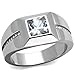 Marimor Jewelry Men's Stainless Steel 316 Cushion Cut Cubic Zirconia Flush Setting Ring Size 10