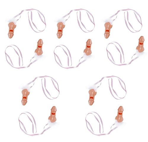 12pcs Penis Whistle Necklaces with Pink Ribbon White Feather Hens Night Novelty Bachelorette Party Girls Night Out Willy Dicky Pecker for Wedding Party Favor Hen Showers (12)