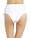 iHeartRaves Side Tie Lace Up High Waisted Rave Booty Shorts (White, Medium)