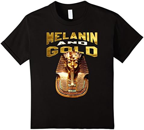 Kids Ancient Egyptian Melanin T-Shirt King Tut Gold 12 Black