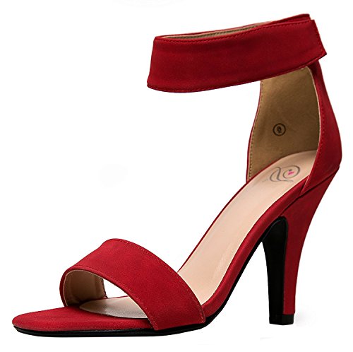 Delicious by Soda Women's Rosela Formal Dress Sandal,11 B(M) US,Red Nubuck