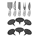 Royal Casa Cheese Knives and Slate Markers Set. Complete Cheese Board Set with 5 Stainless Steel Knives and 6 Slate Cheese Markers. Includes 2 soapstone chalks & cloth bag. Perfect Gift Idea