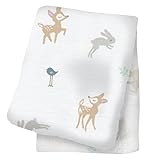 lulujo Baby Cotton Muslin Swaddling Blanket, Little Fawns