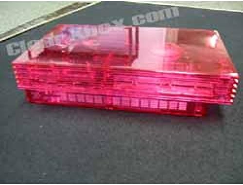 PS2 Flip-top Full Case Replacement GhostCase Kit - Clear Pinkish/Red