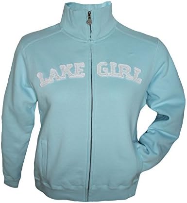 Lakegirl Full Zip Classic Track Jacket sweatshirt, SURF, LARGE