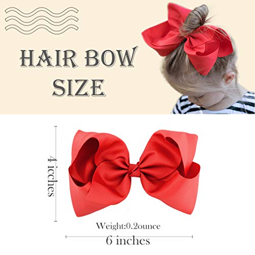 12pcs Hair Bows for Girls 6" Big Boutique Bow Alligator Clips Grosgrain Ribbon Hair Accessories Toddlers Kids Teens