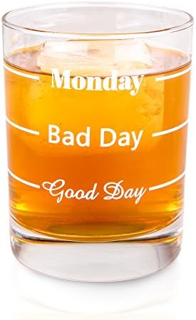 Old Fashioned Whiskey Glass | Good Day Bad Day Monday | Premium Bar Glassware