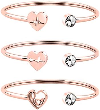 WUSUANEDDainty Heartbeat Stethoscope Cuff Bracelet Nursing Jewelry Nurses Week Gifts For Women Girls