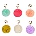 RufNTop 6 PCS or 12 PCS PomPom KeyChain Faux Bag Purse Charm Gold Ring Fluffy Fur Ball Car Key Ring or Handbag Accessories(6 PCS PASTEL MIX One Size)