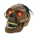 Halloween Haunters Life Size Burnt Rotten Flesh Mummy Skull Prop Decoration - Scary Zombie Skeleton Head with Red LED Eyes - Display Haunted House Graveyard