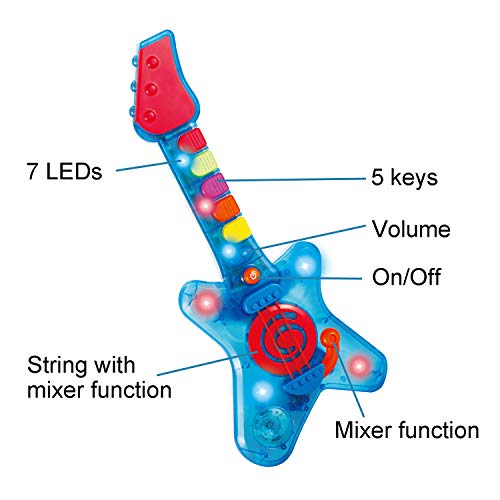 infunbebe Rock N Roll Guitar Little Rock Star Guitar, Electronic Musical Toy Instrument with Lights & Musics for Infant from 2 Years & Up - Thumbnail 3